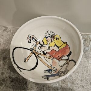 Danyel Handmade  Pottery Bike Soup / Cereal Bowl